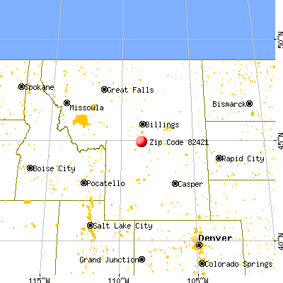 Deaver, WY (82421) map from a distance