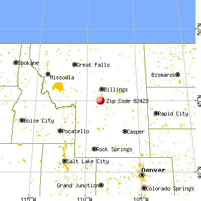 Frannie, WY (82423) map from a distance