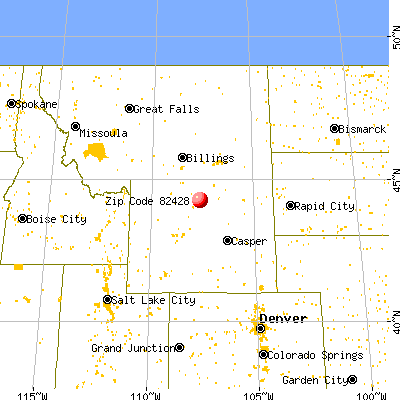 Hyattville, WY (82428) map from a distance