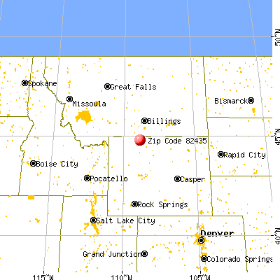 Ralston, WY (82435) map from a distance