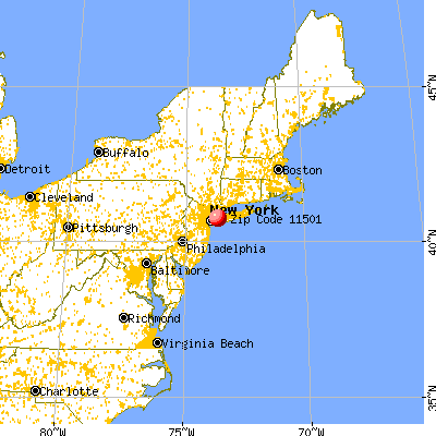 Mineola, NY (11501) map from a distance