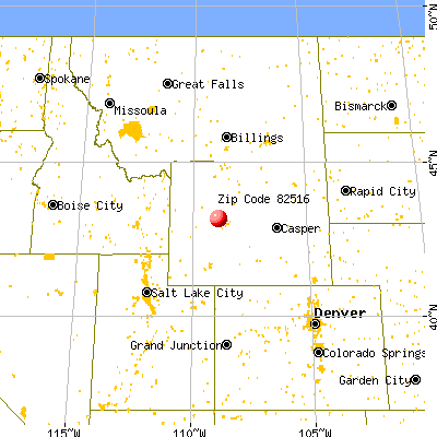 Johnstown, WY (82516) map from a distance