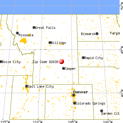 Kaycee, WY (82639) map from a distance