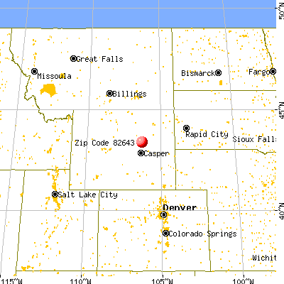 Midwest, WY (82643) map from a distance