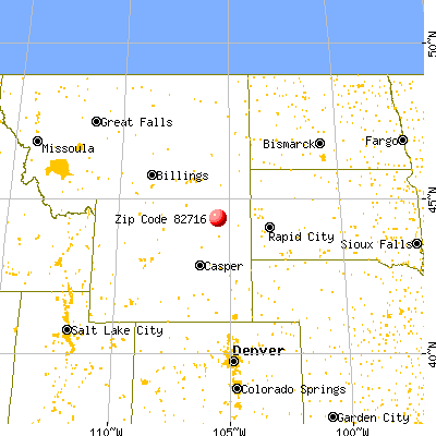 Gillette, WY (82716) map from a distance