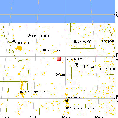 Arvada, WY (82831) map from a distance
