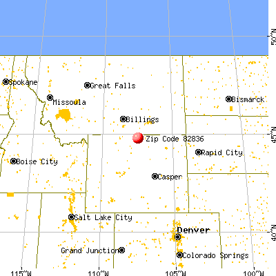 Dayton, WY (82836) map from a distance