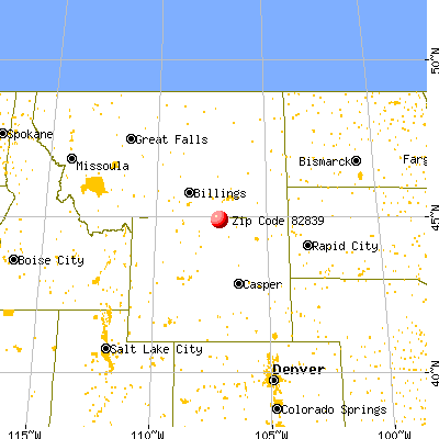 Ranchester, WY (82839) map from a distance
