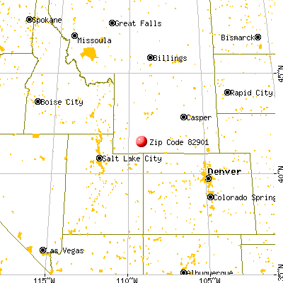 Rock Springs, WY (82901) map from a distance