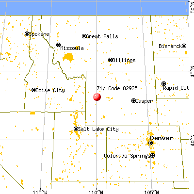Cora, WY (82925) map from a distance