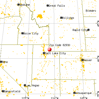 Evanston, WY (82930) map from a distance