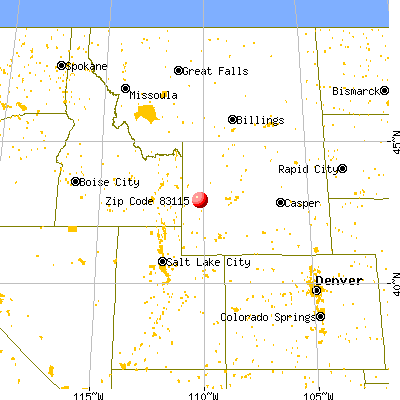 Daniel, WY (83115) map from a distance