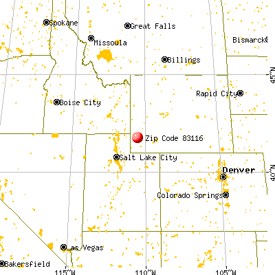 Diamondville, WY (83116) map from a distance