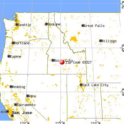 Fairfield, ID (83327) map from a distance