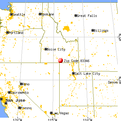 Oakley, ID (83346) map from a distance
