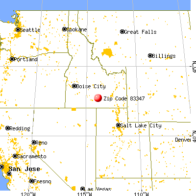 Paul, ID (83347) map from a distance
