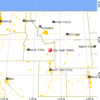 Idaho Falls, ID (83401) map from a distance