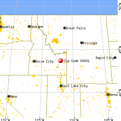 Lewisville, ID (83431) map from a distance