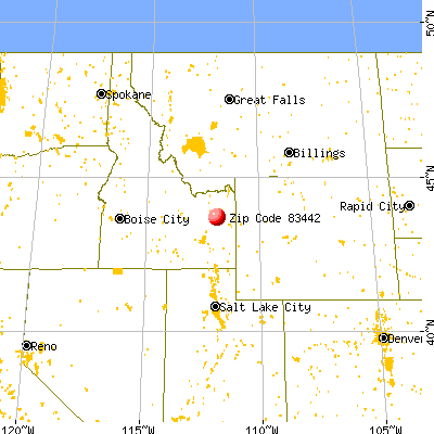 Rigby, ID (83442) map from a distance