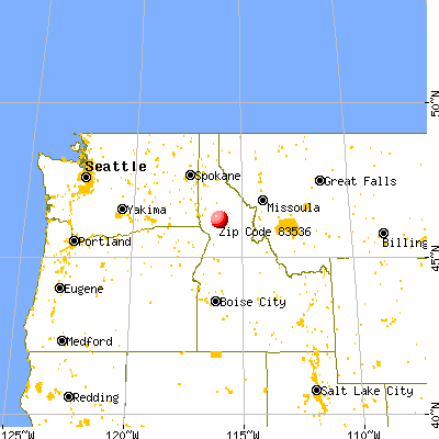 Kamiah, ID (83536) map from a distance