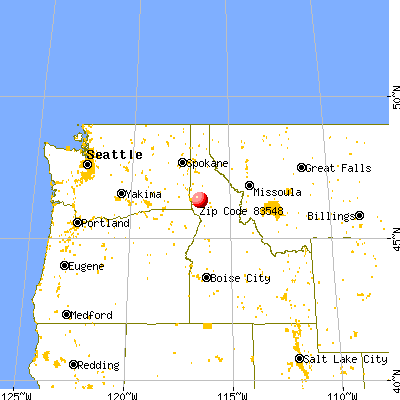 Reubens, ID (83548) map from a distance