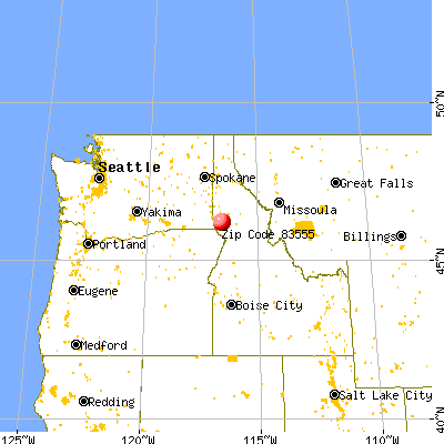 Winchester, ID (83555) map from a distance