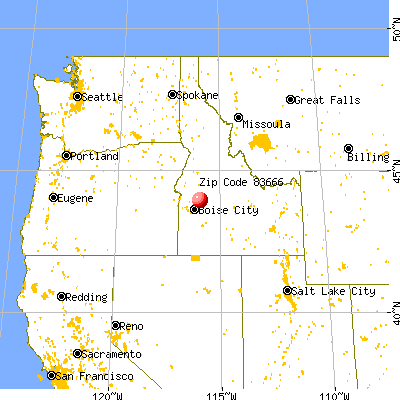 Placerville, ID (83666) map from a distance