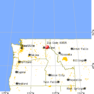 Hayden, ID (83835) map from a distance