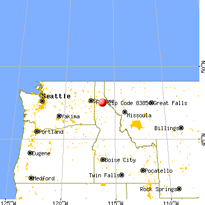 Pinehurst, ID (83850) map from a distance