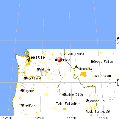 Post Falls, ID (83854) map from a distance