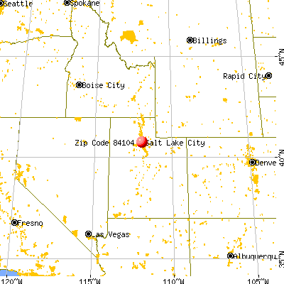 Salt Lake City, UT (84104) map from a distance