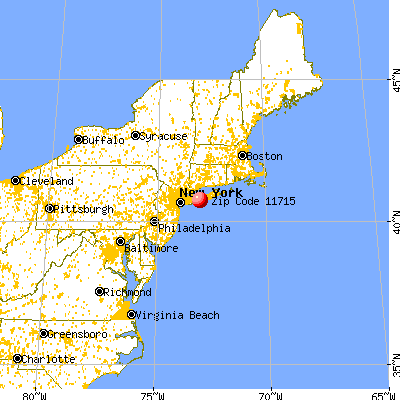 Blue Point, NY (11715) map from a distance