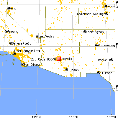 Phoenix, AZ (85008) map from a distance