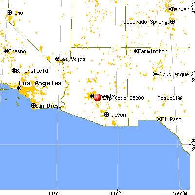 Mesa, AZ (85208) map from a distance