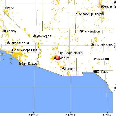 Mesa, AZ (85215) map from a distance