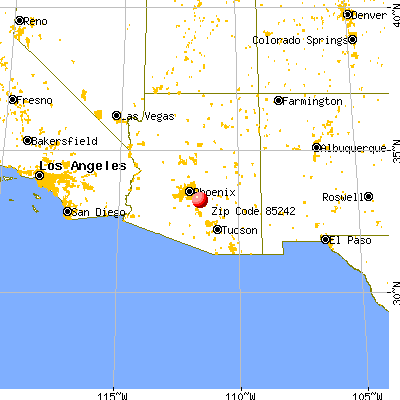 Queen Creek, AZ (85242) map from a distance