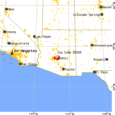 Fountain Hills, AZ (85268) map from a distance