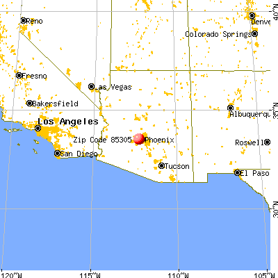 Glendale, AZ (85305) map from a distance