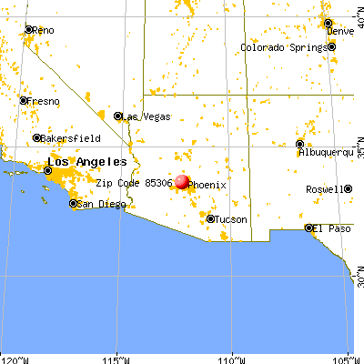 Glendale, AZ (85306) map from a distance