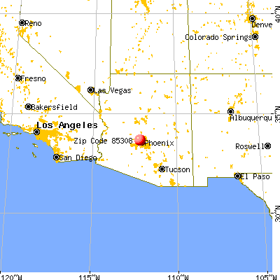 Glendale, AZ (85308) map from a distance