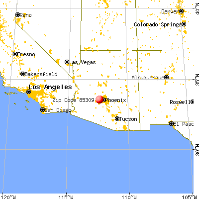 Glendale, AZ (85309) map from a distance