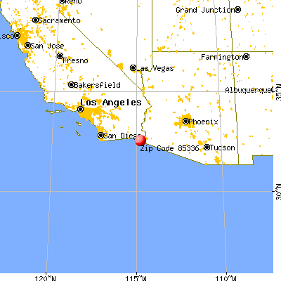 Gadsden, AZ (85336) map from a distance