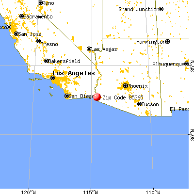 Yuma, AZ (85365) map from a distance