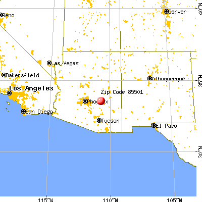 Globe, AZ (85501) map from a distance
