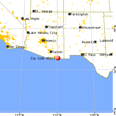 Bisbee, AZ (85603) map from a distance