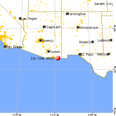 Douglas, AZ (85607) map from a distance