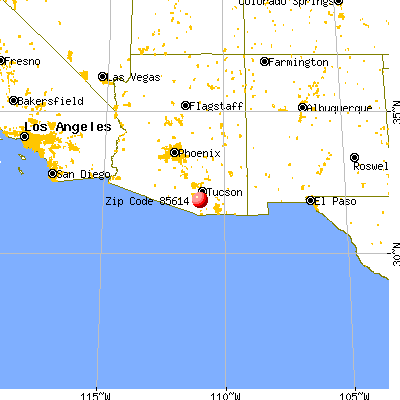 Green Valley, AZ (85614) map from a distance