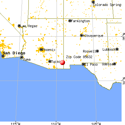 San Simon, AZ (85632) map from a distance