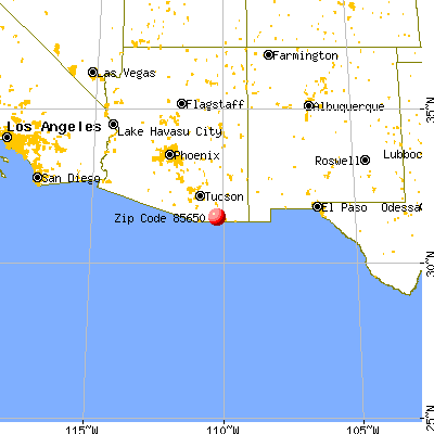 Sierra Vista Southeast, AZ (85650) map from a distance