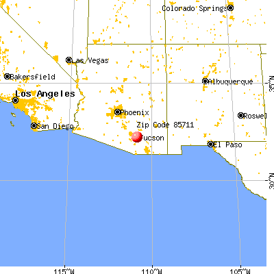 Tucson, AZ (85711) map from a distance